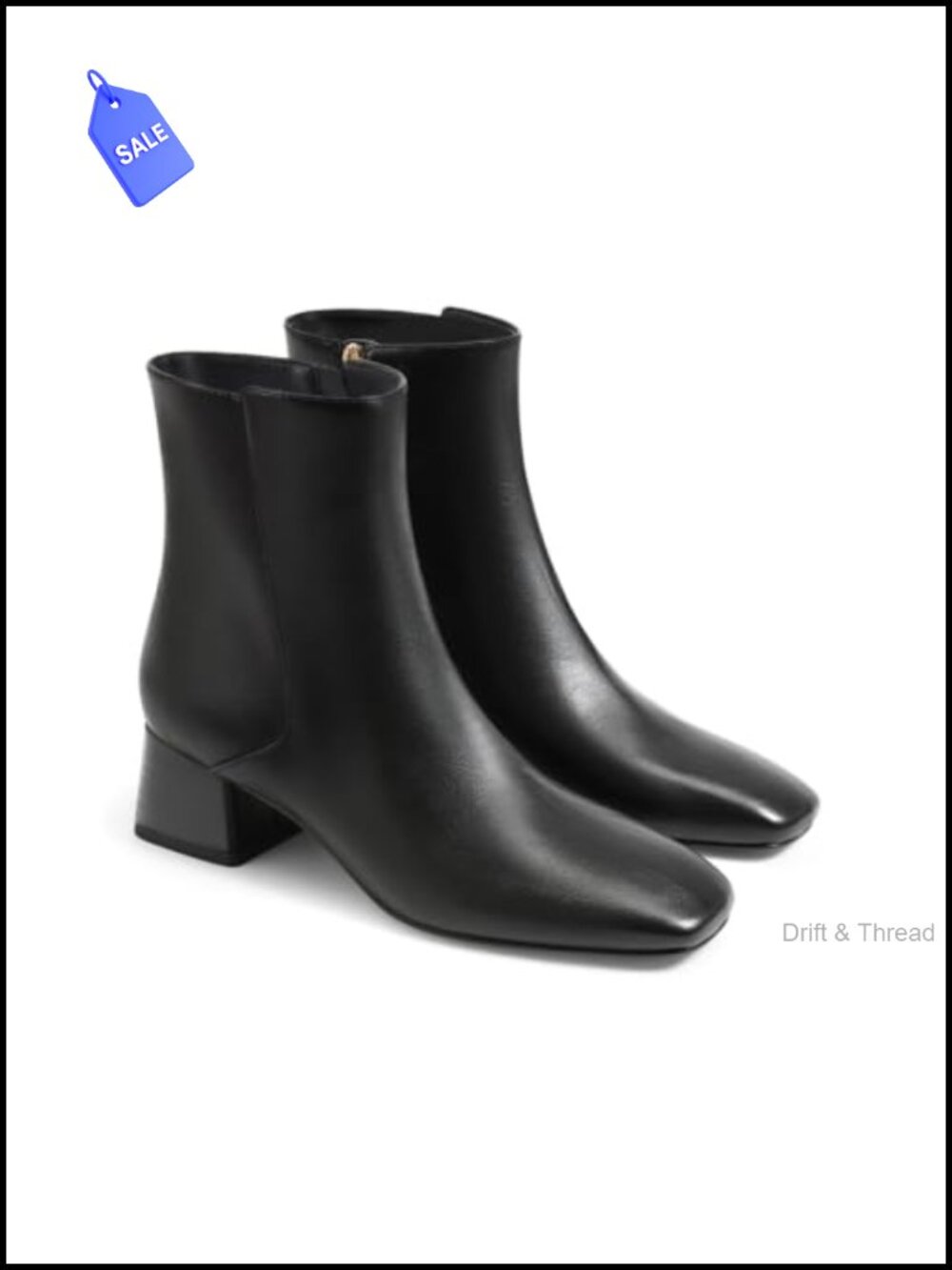 Womens Ankle Boots Chunky Low Heel Square Toe Side Zipper Booties Faux Leather